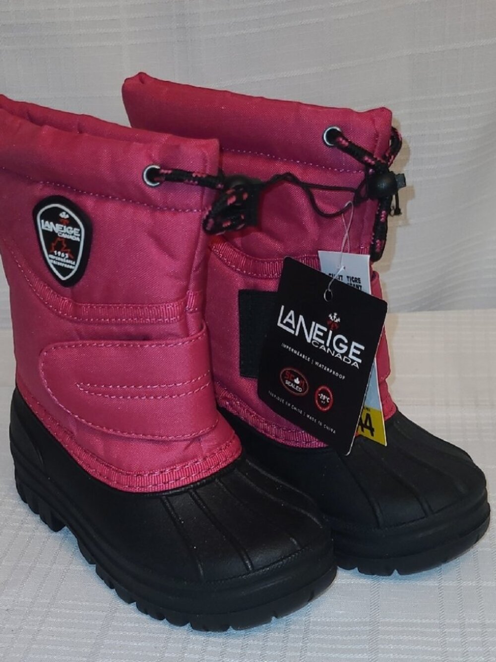Laneige Canada Pink & Black Toddler Waterproof Winter Snow Rain Boots Sz 9 - NWT - Picture 2 of 7